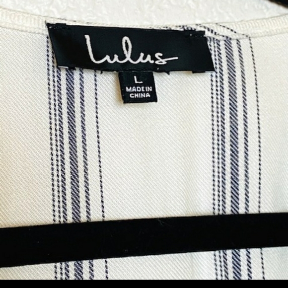 Lulus | White Gray Stripe Climb Aboard Tie Romper - Picture 4 of 6